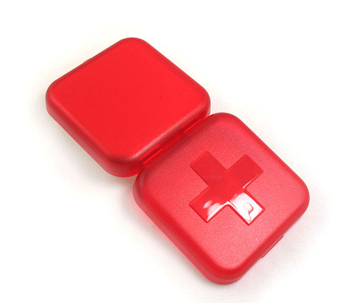 普润 新版十字四格药盒 随身创意小药盒随身提醒可爱药盒子2只装